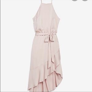 Express halter ruffle hem pink dress XS